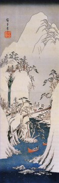 un desfiladero nevado Utagawa Hiroshige Ukiyoe Pinturas al óleo
